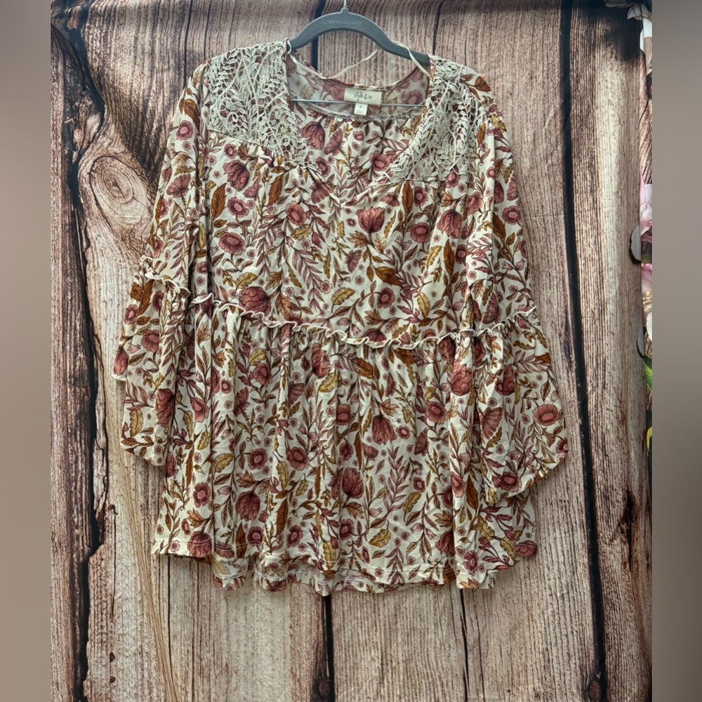 Style & Co. Floral Boho Blouse with Lace